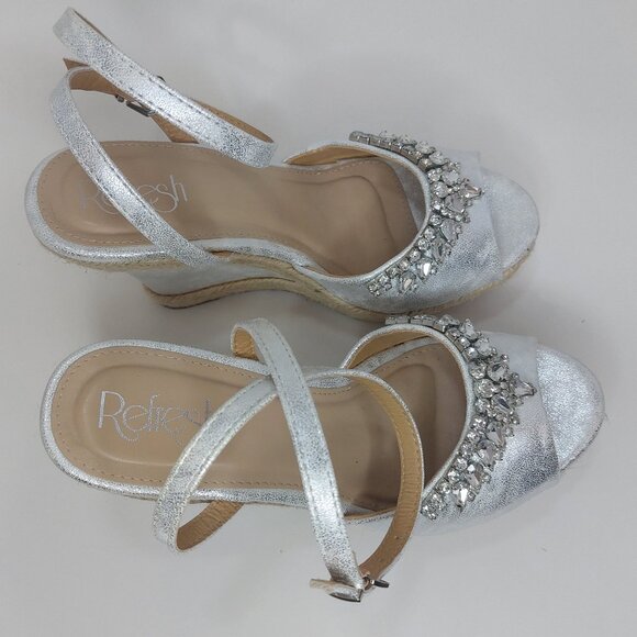 Refresh Beverly Silver Rhinestone Wedges Women's Size 7.5 - Picture 7 of 12